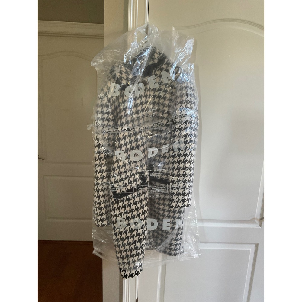 Boden Edinburgh Swing Coat Black Dogstooth Coat Black White US 20-22R New W/ Tag - Picture 5 of 10